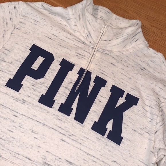 Victoria's Secret Size XS~Pink~ Womens Ivory Heather 1/4 Zip Pullover Sweatshirt - Picture 11 of 16